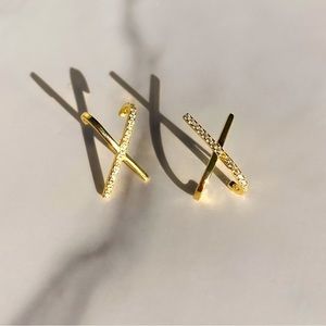 X Shape Earrings - 18k Gold Plated on Silver 925